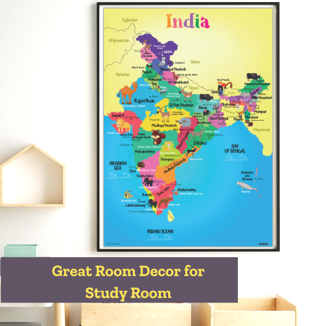 Buy India Map with Wildlife for Kids
